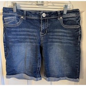 Selena Short Sexy Series Shorts Womens Size 11 Blue Distressed Cuffed Button Zip